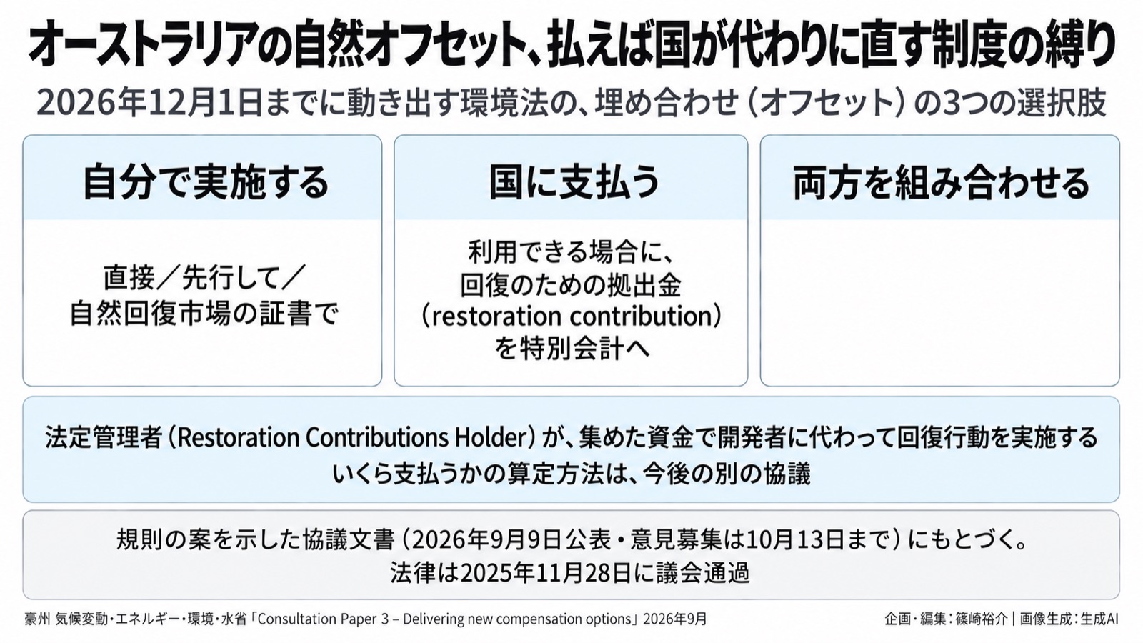 自然オフセット×誰が直すか／市場設計 図版1